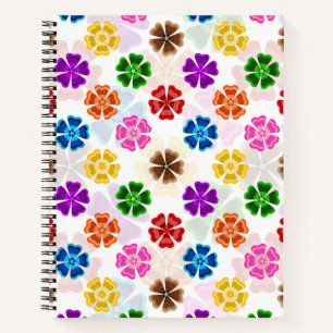Farbenfrohes Retro-Regenbogen-Blumen-Design Weiß Notizblock