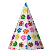 Farbenfrohes Retro-Regenbogen-Blumen-Design Weiß Partyhütchen (Rückseite)