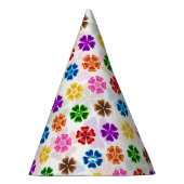 Farbenfrohes Retro-Regenbogen-Blumen-Design Weiß Partyhütchen (Rechts)