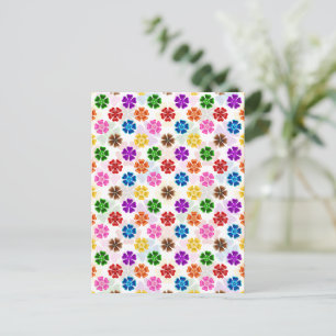 Farbenfrohes Retro-Regenbogen-Blumen-Design Weiß  Postkarte