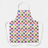 Farbenfrohes Retro-Regenbogen-Blumen-Design Weiß Schürze (Vorderseite)