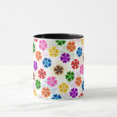 Farbenfrohes Retro-Regenbogen-Blumen-Design Weiß Tasse (Zentrum)