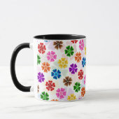 Farbenfrohes Retro-Regenbogen-Blumen-Design Weiß Tasse (Links)