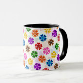 Farbenfrohes Retro-Regenbogen-Blumen-Design Weiß Tasse (VorderseiteRechts)