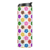 Farbenfrohes Retro-Regenbogen-Blumen-Design Weiß Thermosbecher (Nach links gedreht)