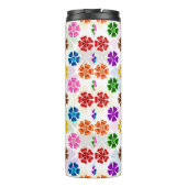 Farbenfrohes Retro-Regenbogen-Blumen-Design Weiß Thermosbecher (Rückseite)