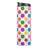 Farbenfrohes Retro-Regenbogen-Blumen-Design Weiß Thermosbecher (Nach rechts gedreht)