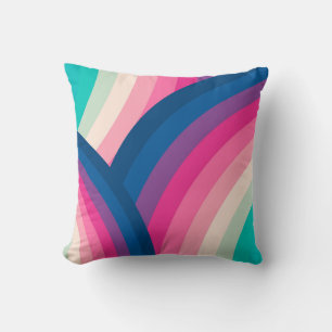Farbenfrohes Retro-Regenbogen-Kreismuster Kissen