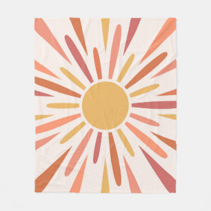 Farbenfrohes Retro-Sonnen-Design Fleecedecke