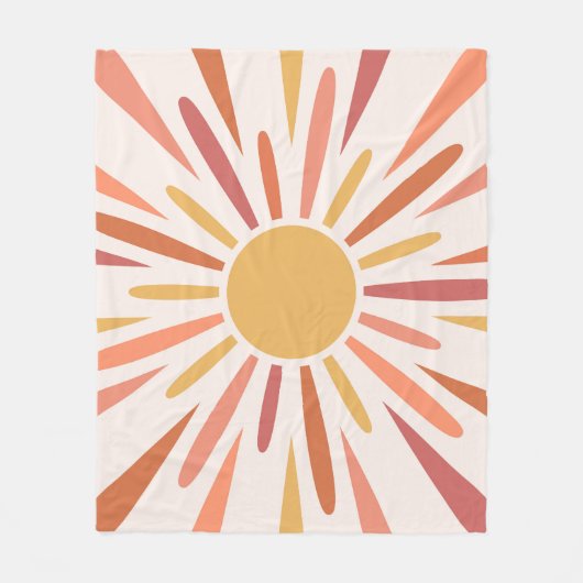 Farbenfrohes Retro-Sonnen-Design Fleecedecke (Vorderseite)