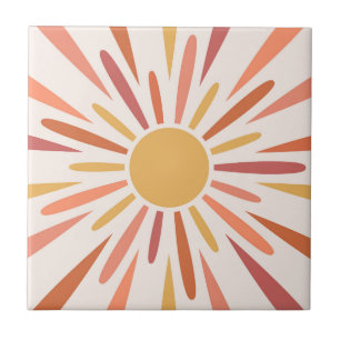 Farbenfrohes Retro-Sonnen-Design Fliese
