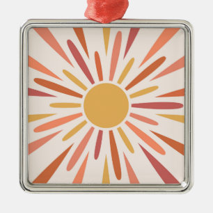 Farbenfrohes Retro-Sonnen-Design Ornament Aus Metall
