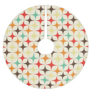 Farbenfrohes Retro-Sterne-Geometrisches Muster Polyester Weihnachtsbaumdecke