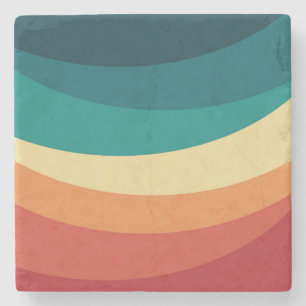 Farbenfrohes Retro-Stil Kurven Design Steinuntersetzer