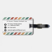Farbenfrohes Retro-Streifenmuster Monogramm und Na Gepäckanhänger (Rückseite horizontal)