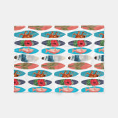 Farbenfrohes Retro-Surfbrettmuster Fleecedecke (Vorderseite (Horizontal))