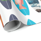 Farbenfrohes Retro-Surfbrettmuster Geschenkpapier (Rolleneckpunkt)