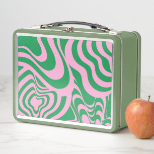Farbenfrohes Retro-Swirl Groovy Y2K-Muster Metall Brotdose