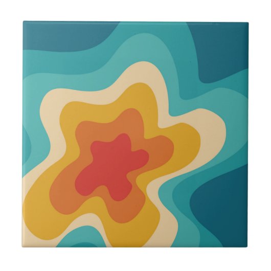 Farbenfrohes Retro-Swirldesign Fliese (Vorderseite)