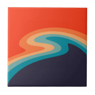 Farbenfrohes Retro-Swirldesign Fliese