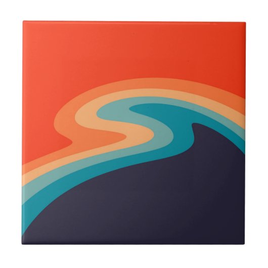 Farbenfrohes Retro-Swirldesign Fliese (Vorderseite)