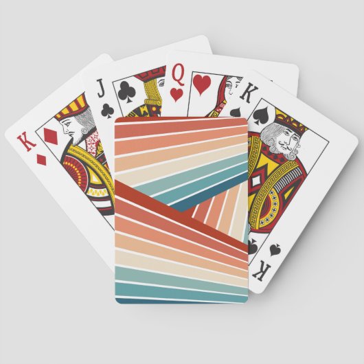 Farbenfrohes Retrodesign mit diagonalem Regenbogen Spielkarten (Rückseite)