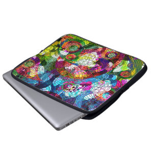 Farbenfrohes romantisches Vintage-Blumen-Collage-M Laptopschutzhülle