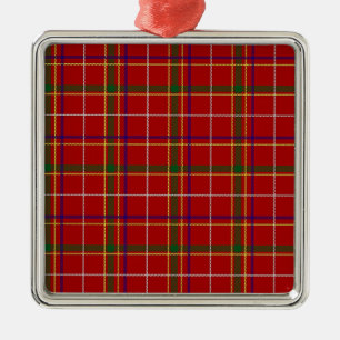 Farbenfrohes rotes Tartan-Karo Ornament Aus Metall
