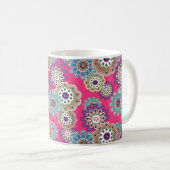 Farbenfrohes rustikales Blumenmuster retro Kaffeetasse (VorderseiteRechts)