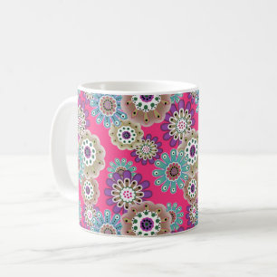 Farbenfrohes rustikales Blumenmuster retro Kaffeetasse