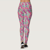 Farbenfrohes rustikales Blumenmuster retro Leggings (Rückseite)
