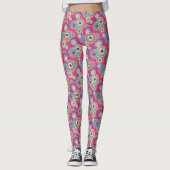 Farbenfrohes rustikales Blumenmuster retro Leggings (Vorderseite)