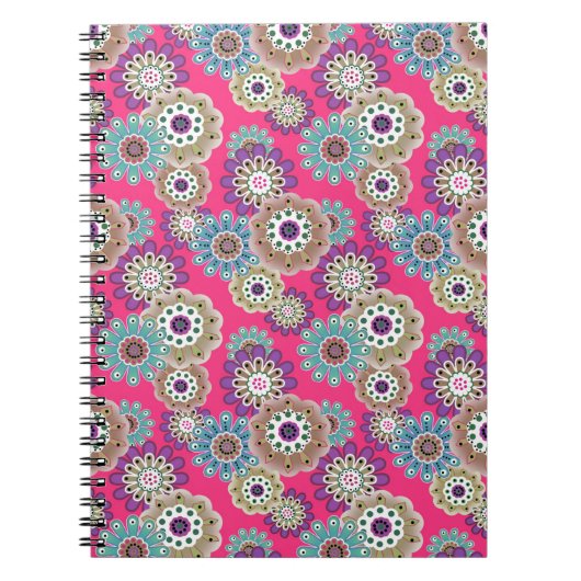 Farbenfrohes rustikales Blumenmuster Retro Notizblock (Vorderseite)