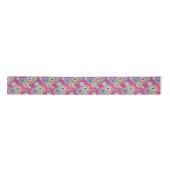 Farbenfrohes rustikales Blumenmuster retro Satinband (Vorderseite)