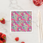 Farbenfrohes rustikales Blumenmuster retro Serviette (Beispiel)