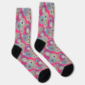 Farbenfrohes rustikales Blumenmuster Retro Socken (Rechts)