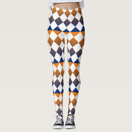 Farbenfrohes Schachbrett-Diamantmuster Leggings (Vorderseite)