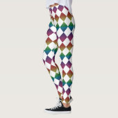Farbenfrohes Schachbrett-Diamantmuster Leggings (Links)