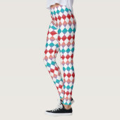 Farbenfrohes Schachbrett-Diamantmuster Leggings (Links)