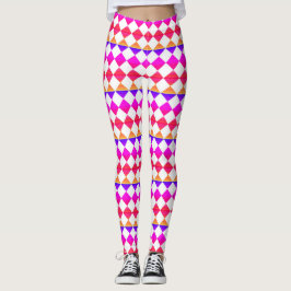 Farbenfrohes Schachbrett-Diamantmuster Leggings