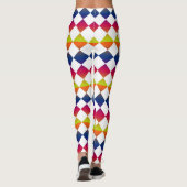 Farbenfrohes Schachbrett-Diamantmuster Leggings (Rückseite)
