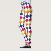 Farbenfrohes Schachbrett-Diamantmuster Leggings (Links)