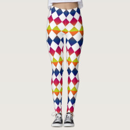 Farbenfrohes Schachbrett-Diamantmuster Leggings