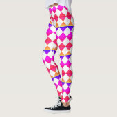 Farbenfrohes Schachbrett-Diamantmuster Leggings (Links)