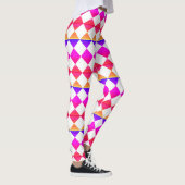 Farbenfrohes Schachbrett-Diamantmuster Leggings (Rechts)