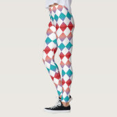 Farbenfrohes Schachbrett-Diamantmuster Leggings (Links)