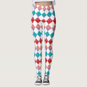 Farbenfrohes Schachbrett-Diamantmuster Leggings