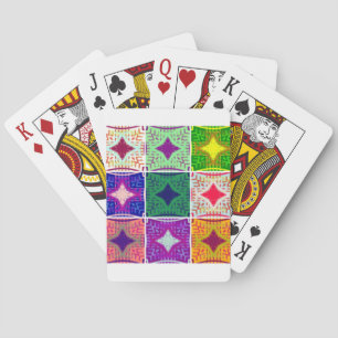 Farbenfrohes Schachbrett: Ein Sternen Design Spielkarten