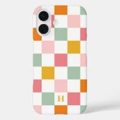Farbenfrohes Schachbrett-Monogramm Case-Mate iPhone Hülle (Rückseite)