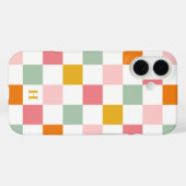 Farbenfrohes Schachbrett-Monogramm Case-Mate iPhone Hülle (Rückseite (Horizontal))